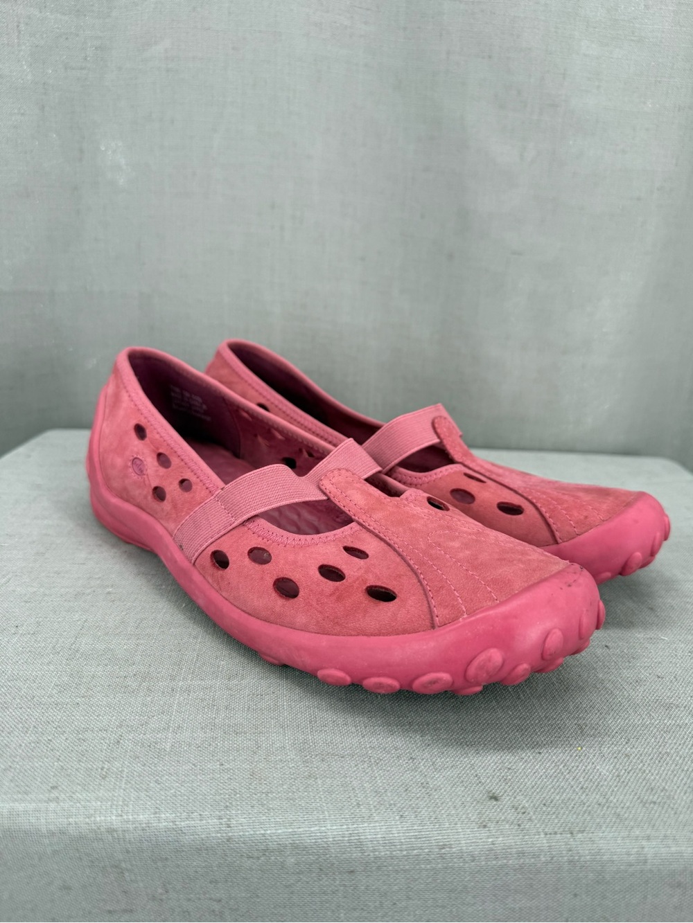 Clarks Privo Women' 10 Mary Jane Driving Shoes pink Nubuck Slip-On